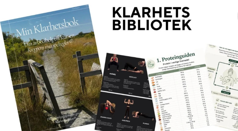 Klarhetsbiblioteket med träningspass, sömnstöd och måltidsmaterial i dator och mobil
